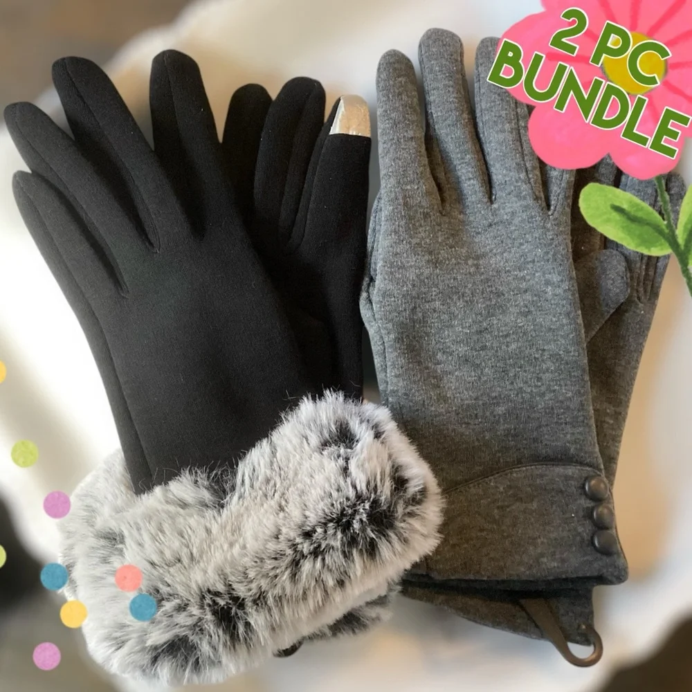 - 💞2 PIECE BUNDLE LADIES WINTER GLOVES